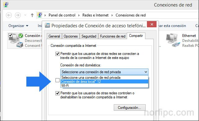 Compartir la conexión de internet con la red hospedada WiFi Compartir la conexión de internet con la red hospedada WiFi