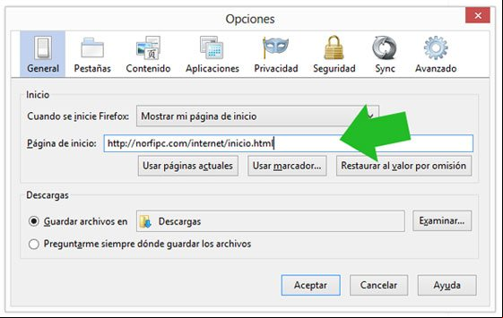 Configurar y establecer la página de inicio en el navegador Firefox Configurar y establecer la página de inicio en el navegador Firefox