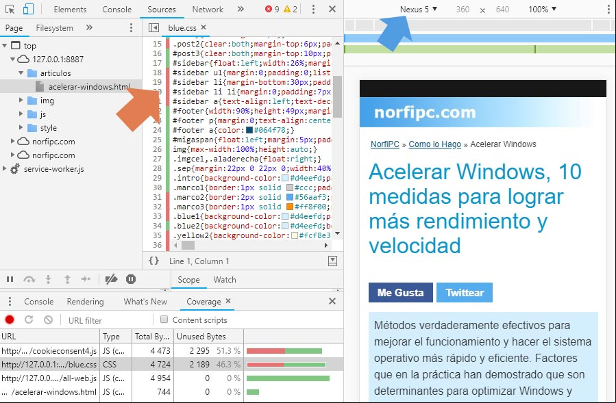 Reglas CSS sin usar en la consola de Google Chrome Reglas CSS sin usar en la consola de Google Chrome