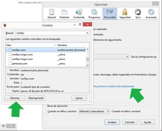 Eliminar las cookies en el navegador web Firefox Eliminar las cookies en el navegador web Firefox