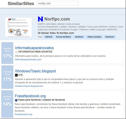 Encontrar sitios en internet con contenido similar con Similar Sites Encontrar sitios en internet con contenido similar con Similar Sites