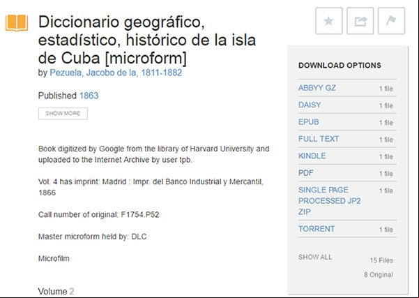 Formatos disponibles al descargar un libro desde Archive.org Formatos disponibles al descargar un libro desde Archive.org