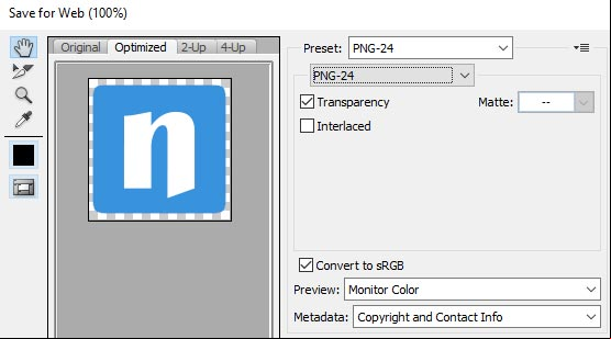 Guardando una imagen en formato PNG con transparencia en Photoshop