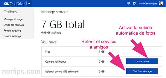 Obtener más espacio de almacenamiento en OneDrive Obtener más espacio de almacenamiento en OneDrive