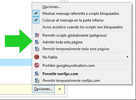No bloquear y permitir con NoScript las páginas de NorfiPC No bloquear y permitir con NoScript las páginas de NorfiPC