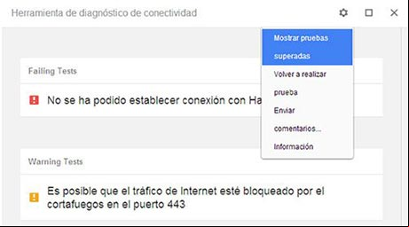 Resultado de la prueba de la conexión de internet Resultado de la prueba de la conexión de internet