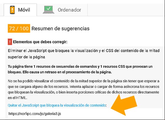 Sugerencia de PageSpeed debido a scripts en la página que bloquean el contenido Sugerencia de PageSpeed debido a scripts en la página que bloquean el contenido