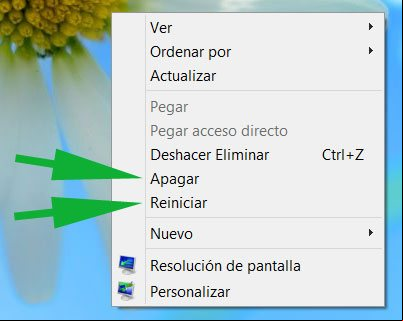 Agregar la opción de Apagar o Reiniciar en el menú contextual en Windows 8 Agregar la opción de Apagar o Reiniciar en el menú contextual en Windows 8