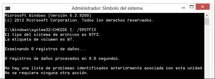 Revisar y reparar un disco usando la opción SPOTFIX en CHKDSK en Windows 8 Revisar y reparar un disco usando la opción SPOTFIX en CHKDSK en Windows 8