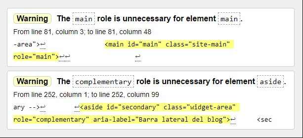 Advertencia del uso del atributo role en el Validador HTML Advertencia del uso del atributo role en el Validador HTML
