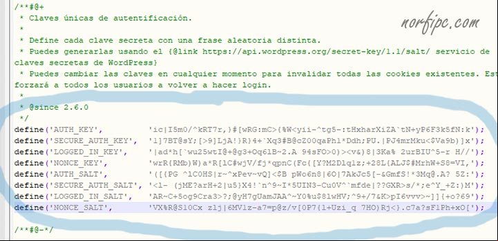 Clave secreta en el archivo wp-config de WordPress Clave secreta en el archivo wp-config de WordPress