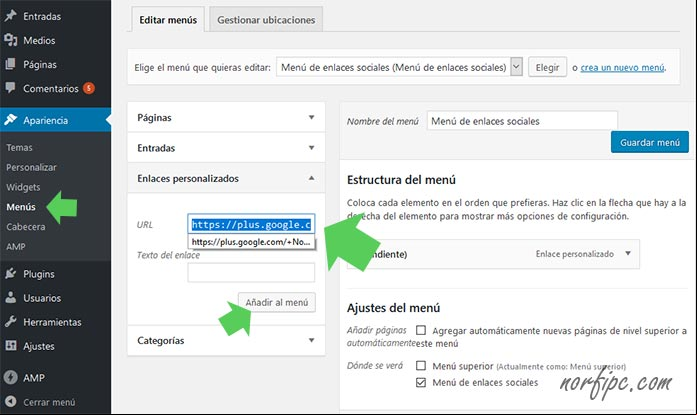 Crear menú con botones SVG de enlace a cuentas sociales en WordPress Crear menú con botones SVG de enlace a cuentas sociales en WordPress