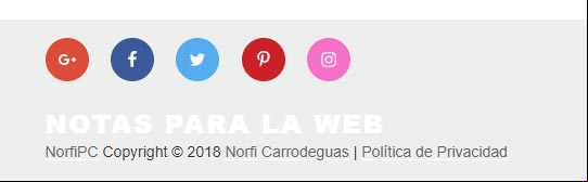 Iconos con enlace a los perfiles sociales en Notas para la web Iconos con enlace a los perfiles sociales en Notas para la web