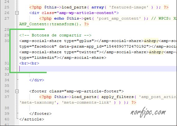 Insertar código de botones de compartir en redes sociales en páginas AMP de WordPress. Insertar código de botones de compartir en redes sociales en páginas AMP de WordPress.