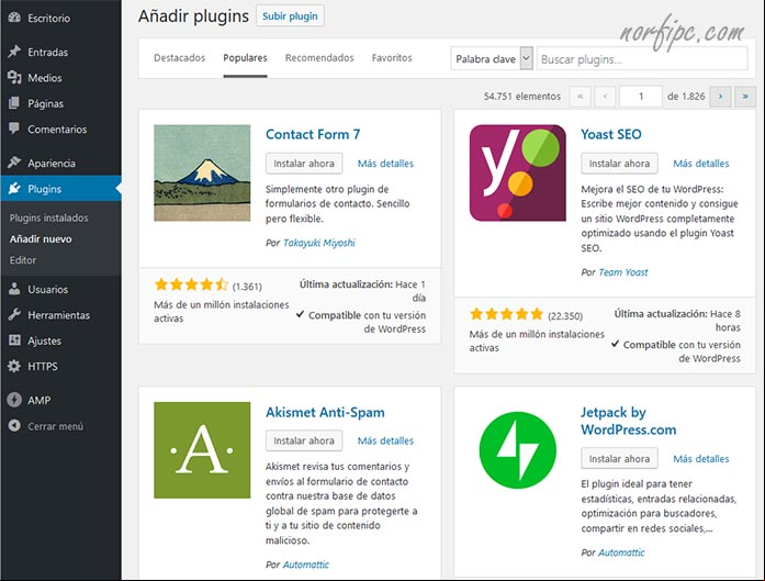 Plugins populares para instalar en WordPress Plugins populares para instalar en WordPress